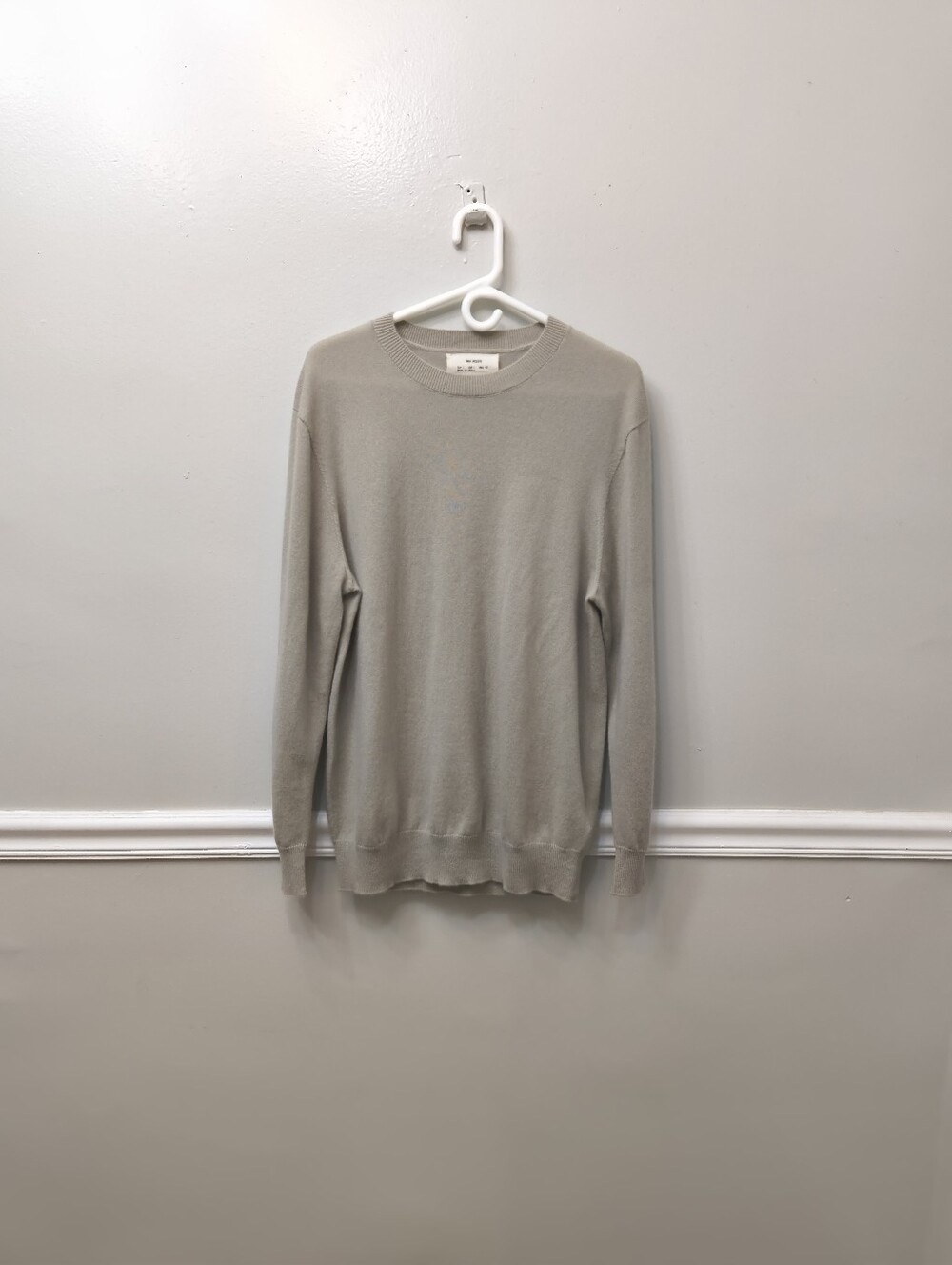 Zara Origins Men's 100% Cashmere Crewneck Sweater Beige Cream L Quiet Luxury - Picture 1 of 10